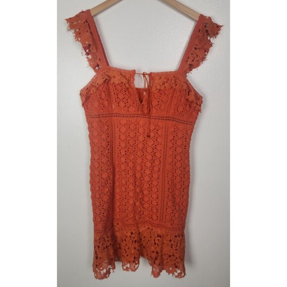 Free People Dresses & Skirts - Free People Women's Sz. 8 Orange Crochet Cross My Heart Mini Dress